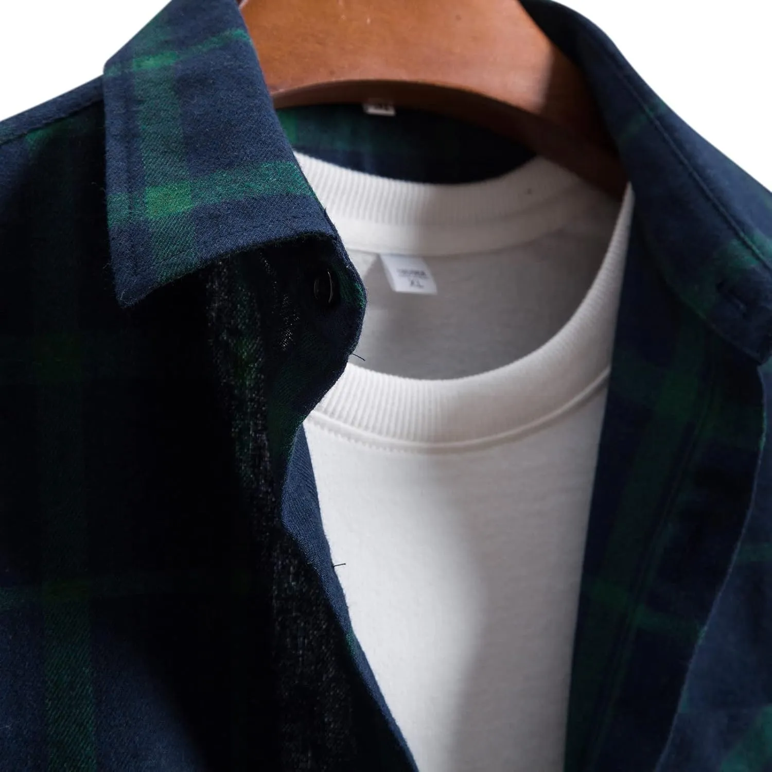 Winter Coat Men Plaid Square Printing Lightweight Breathable Long Sleeve Lapel Formal Shirt Shirt Plaid Cotton
