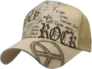 WITHMOONS Meshed Baseball Cap Skull Rhinestones Trucker Hat KR1751