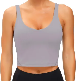 Wjustforu Women's Tank Top Padded Sports Bra Running Workout Yoga Crop Top