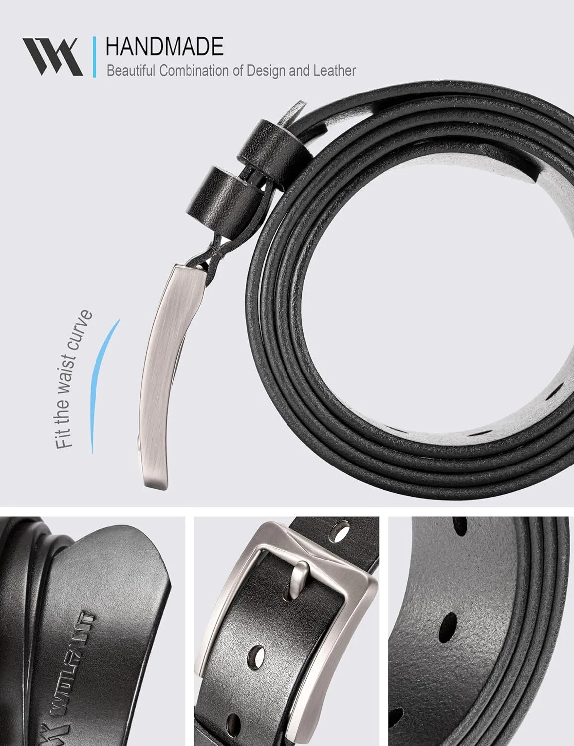 WOLFANT 1.5" Full Grain Leather Belt for Men,100% Italian Solid Durable Leather