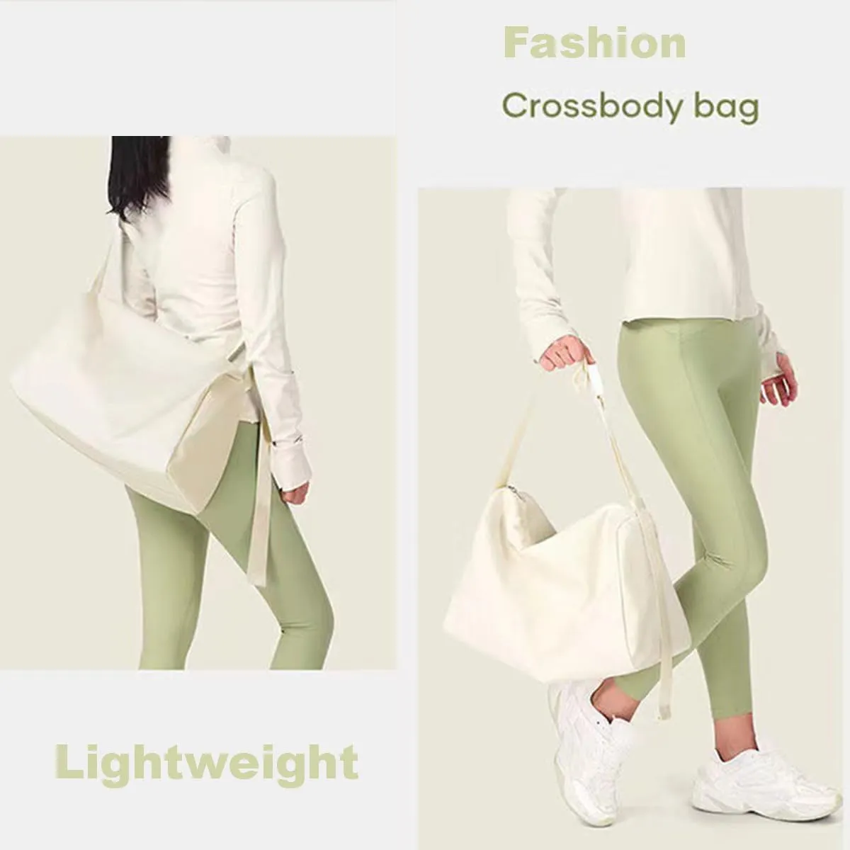 Woman Swim Gym Bag Sports Travel Duffel Bag Lightweight Weekender Overnight Yoga Bag Casual Daypack Fashion Tote Bag College (Green)