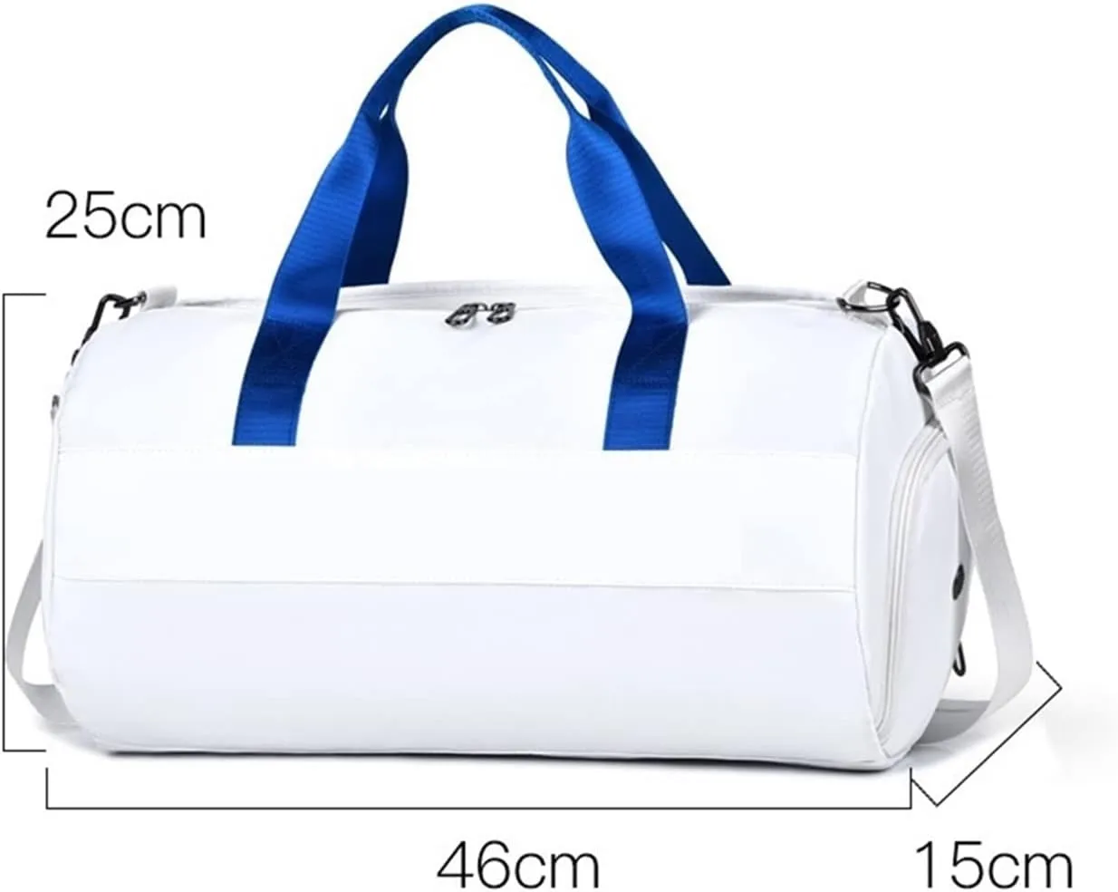 women and Wet Separation Fitness Cylinder Waterproof Travel Portable Sports Sport Gym Bag (White)