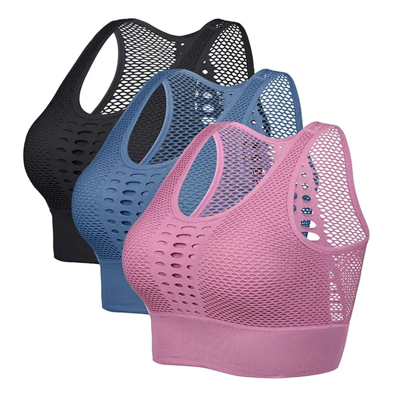 Women Breathable Active Bra Mesh Sports Bras Push Up