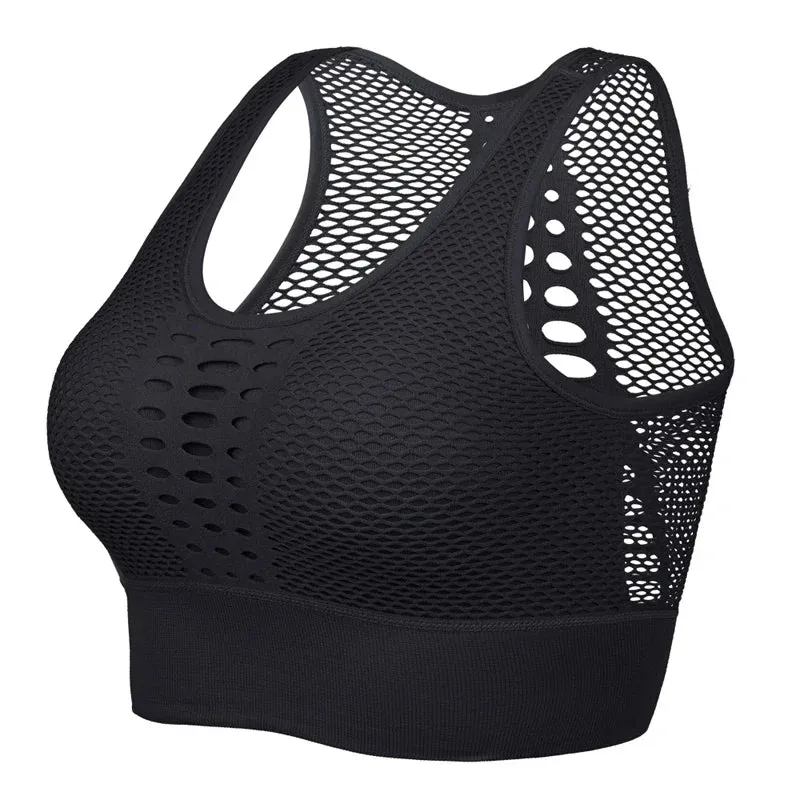 Women Breathable Active Bra Mesh Sports Bras Push Up