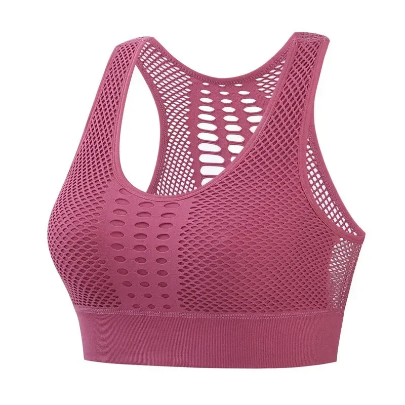 Women Breathable Active Bra Mesh Sports Bras Push Up