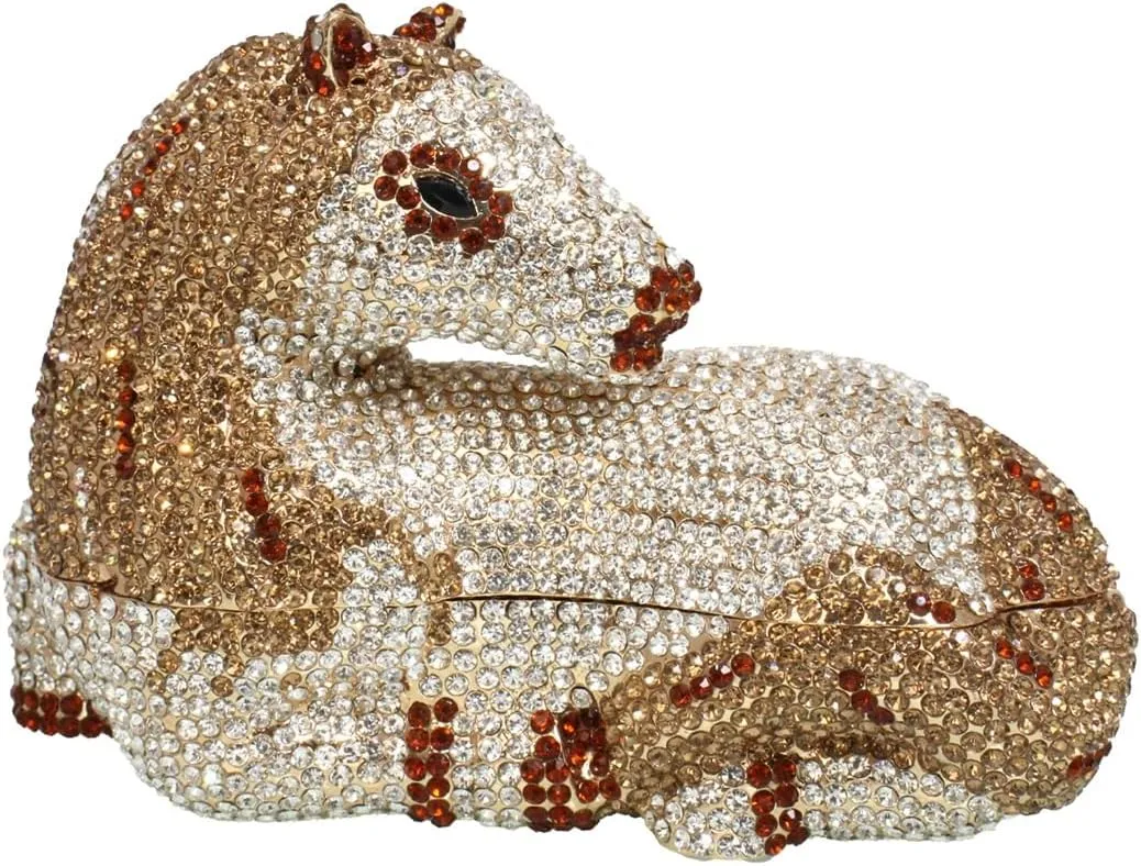 Women Cute Horse Shape Rhinestone Evening Bag Sparkling Animal Crystal Handbags Diamond Clutch for Prom Party
