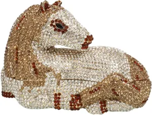 Women Cute Horse Shape Rhinestone Evening Bag Sparkling Animal Crystal Handbags Diamond Clutch for Prom Party