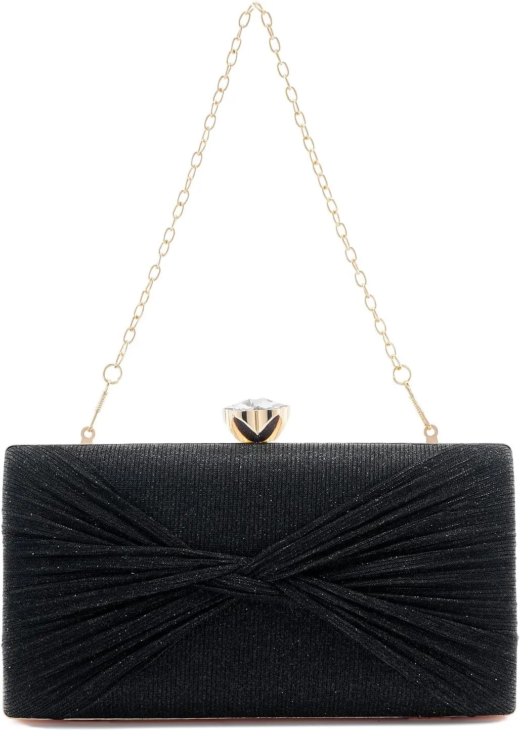 Women Dazzling Pleated Evening Clutch Bag Glitter Pleated Bow Handbag Wedding Purse Party Bag Formal Clutches