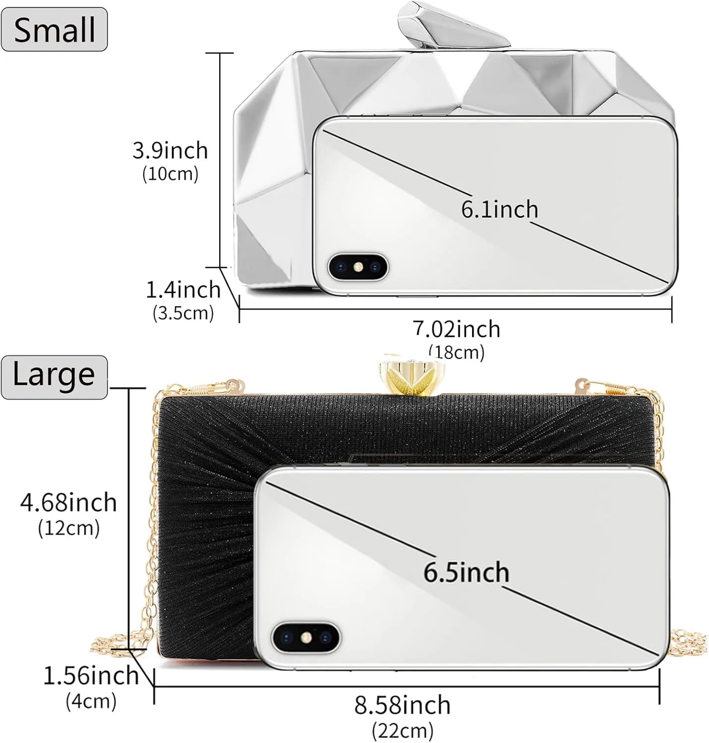 Women Dazzling Pleated Evening Clutch Bag Glitter Pleated Bow Handbag Wedding Purse Party Bag Formal Clutches