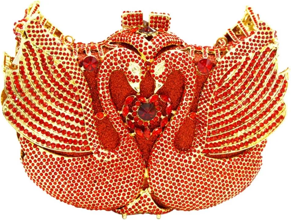 Women Evening-Bag Chain Rhinestone Luxury Ladies Clutch-Purse Wedding-Handbag Swan
