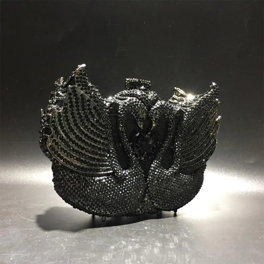 Women Evening-Bag Chain Rhinestone Luxury Ladies Clutch-Purse Wedding-Handbag Swan