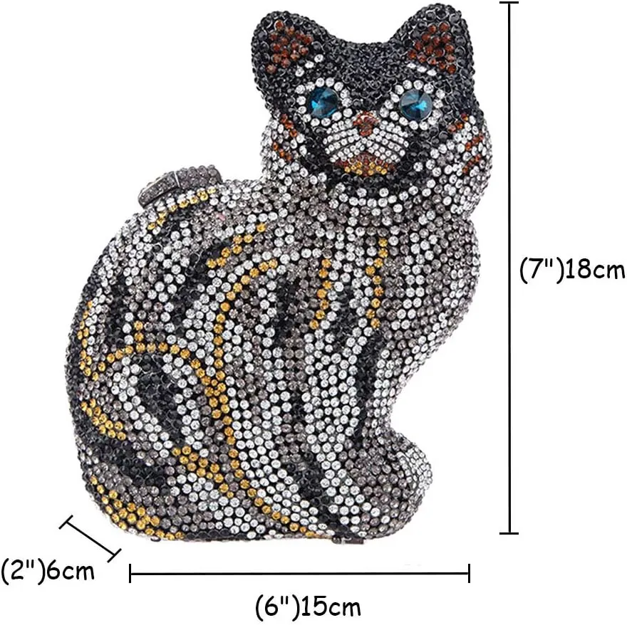 Women Evening-Bag Chain Wedding Ladies Clutches-Purse Rhinestones Luxury Handbags Cat