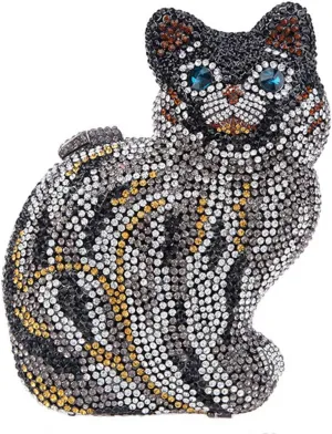 Women Evening-Bag Chain Wedding Ladies Clutches-Purse Rhinestones Luxury Handbags Cat