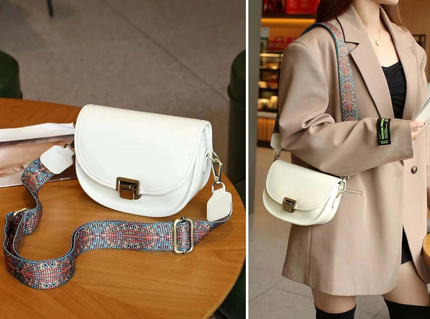 Women Genuine Cow Leather Mini Small Crossbody Shoulder Bag with 2 Detachable Adjustable Straps