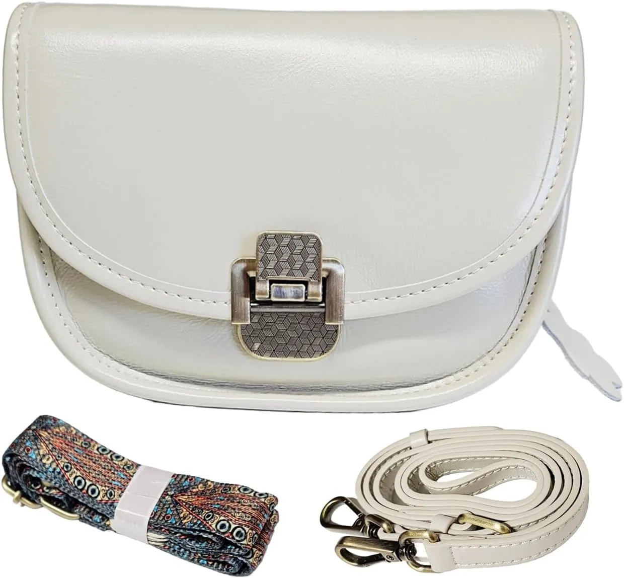 Women Genuine Cow Leather Mini Small Crossbody Shoulder Bag with 2 Detachable Adjustable Straps