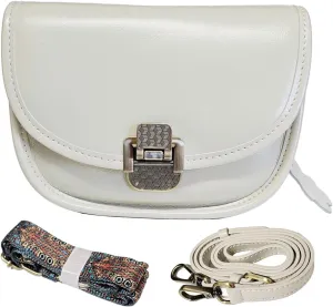 Women Genuine Cow Leather Mini Small Crossbody Shoulder Bag with 2 Detachable Adjustable Straps