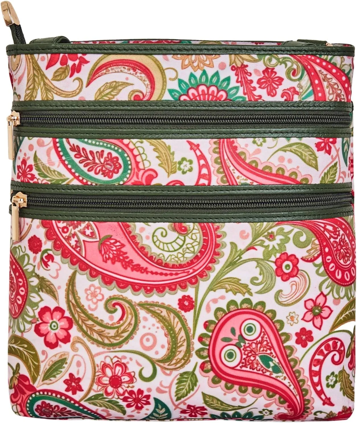Women genuine leather trim crossbody bag
