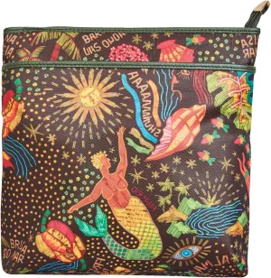 Women genuine leather trim crossbody bag