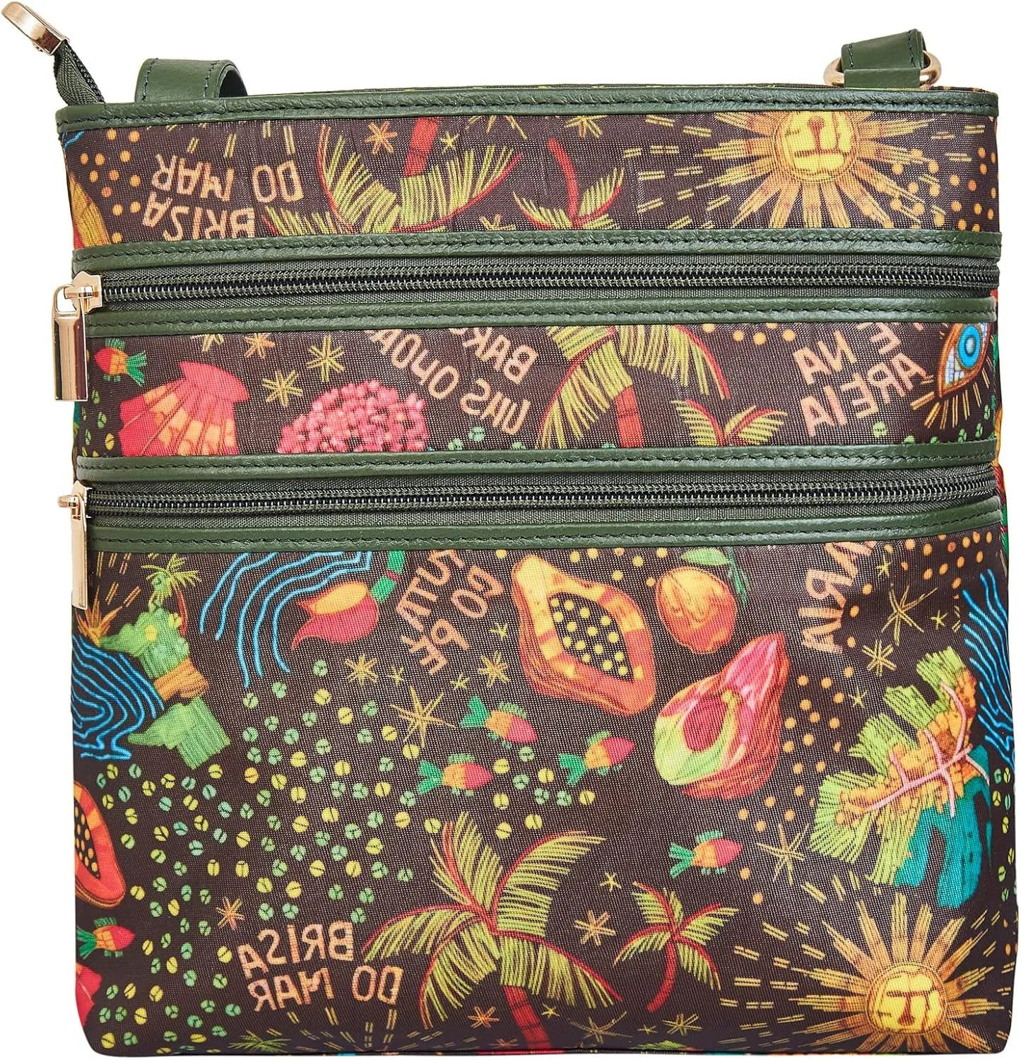 Women genuine leather trim crossbody bag