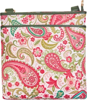 Women genuine leather trim crossbody bag