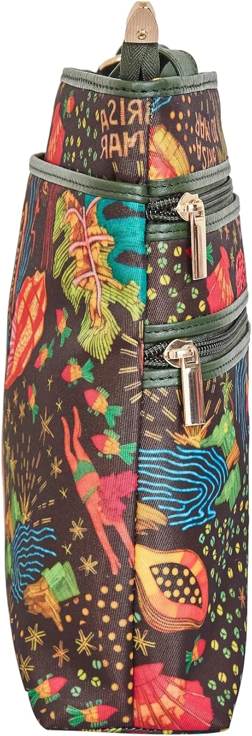 Women genuine leather trim crossbody bag