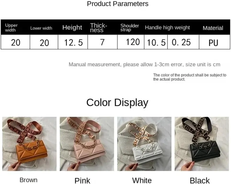 Women Quilted Purse, Small Crossbody Shoulder Bag with Chain Strap, Korean Version of the Lingge Chain Shoulder Bag