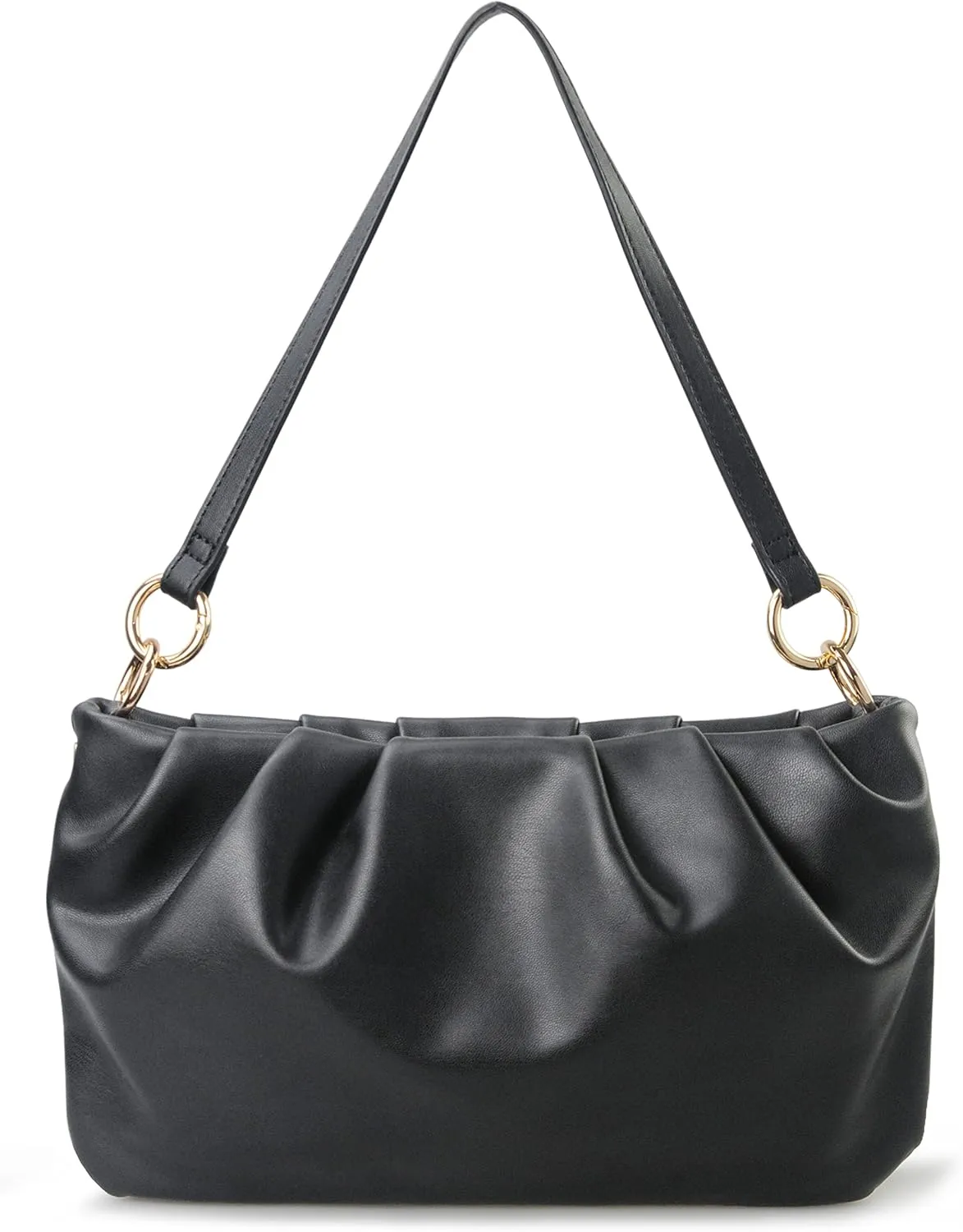 Women Ruched Shoulder Handbag Cloud Pouch Hobo Bag Convertible Clutch Soft Vegan Leather Cross body Bag