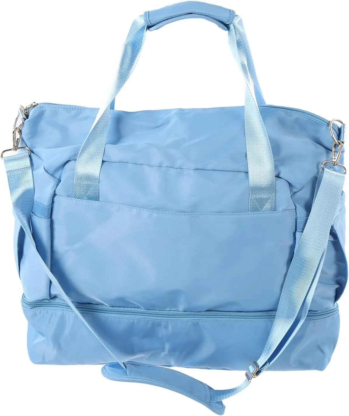 Women Sports Gym Bag Multiple Pockets Large Capacity Workout Travel Bag With Usb Charging Port For Fitness (Light Blue)