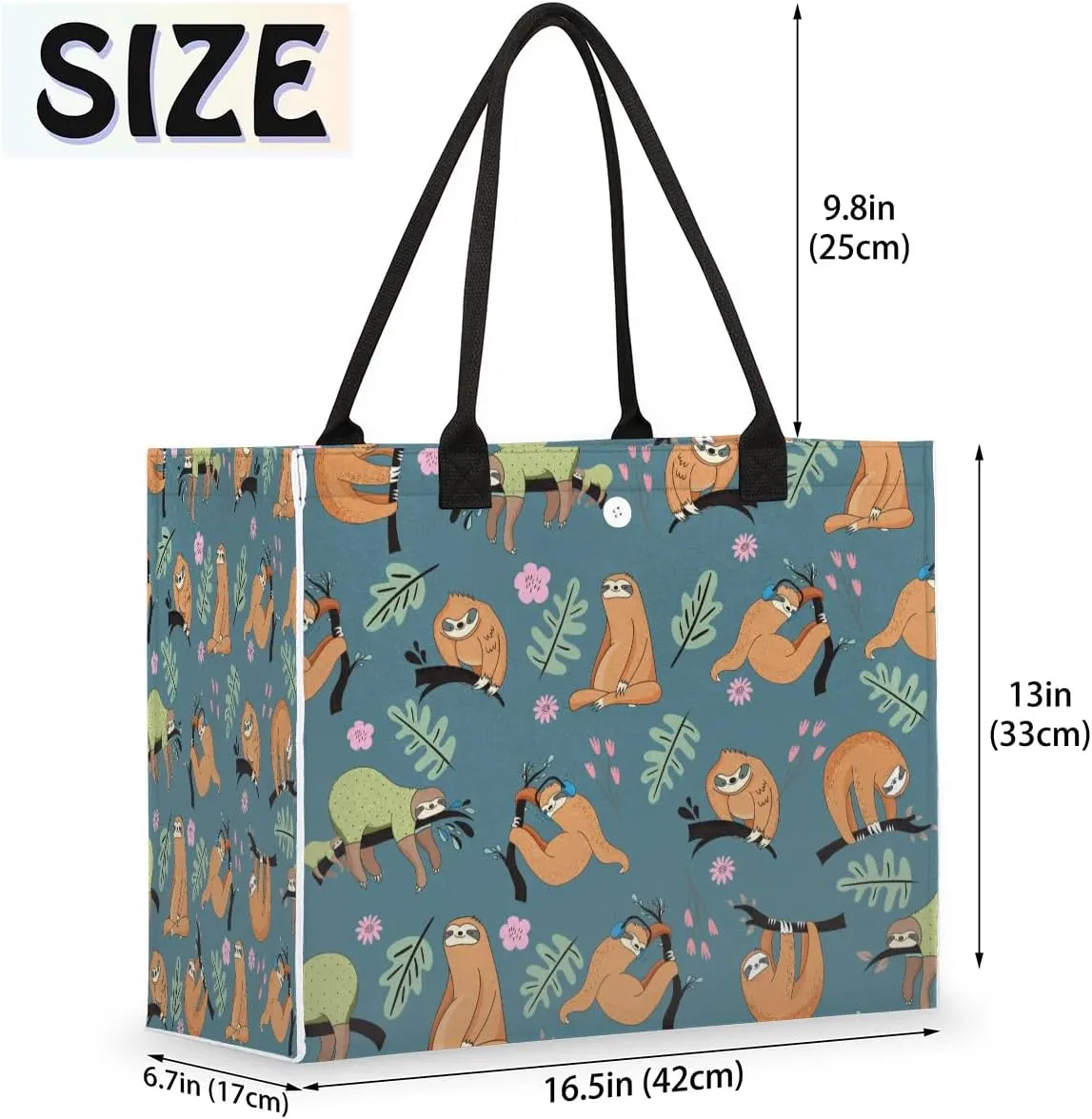 Womens Birthday Gifts Tote Bag Flower Sloth Beach Bags for Women Handbags