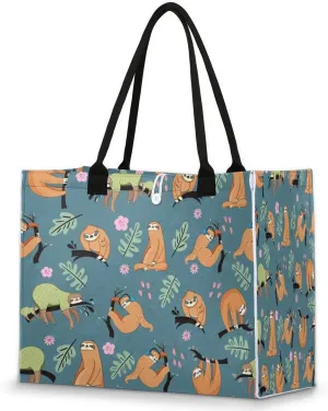 Womens Birthday Gifts Tote Bag Flower Sloth Beach Bags for Women Handbags