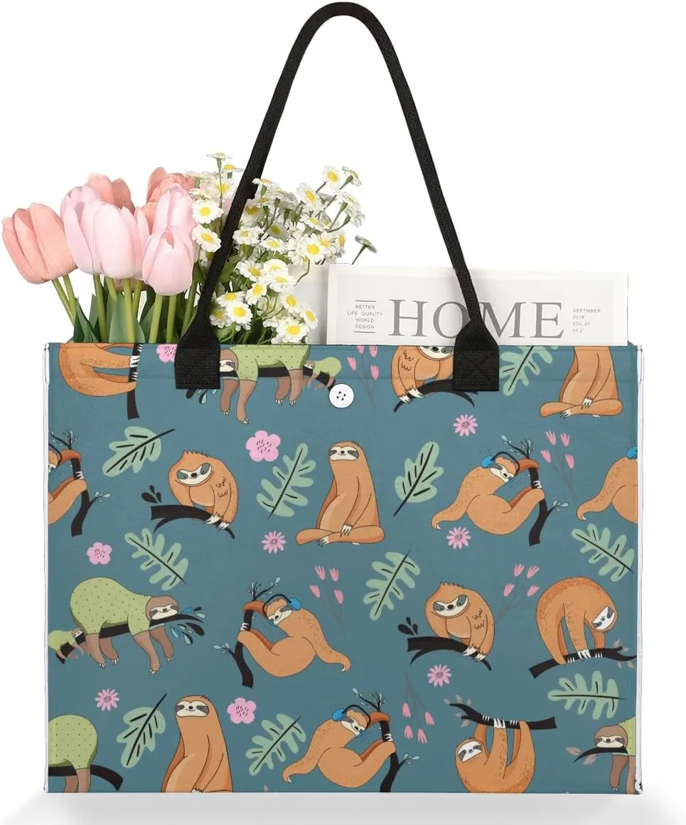 Womens Birthday Gifts Tote Bag Flower Sloth Beach Bags for Women Handbags