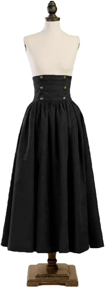 Women's Faux Suede Gothic Skirt Lolita Steampunk Edwardian High-Waisted Walking Skirt