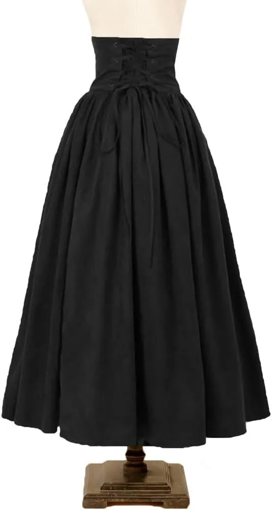 Women's Faux Suede Gothic Skirt Lolita Steampunk Edwardian High-Waisted Walking Skirt