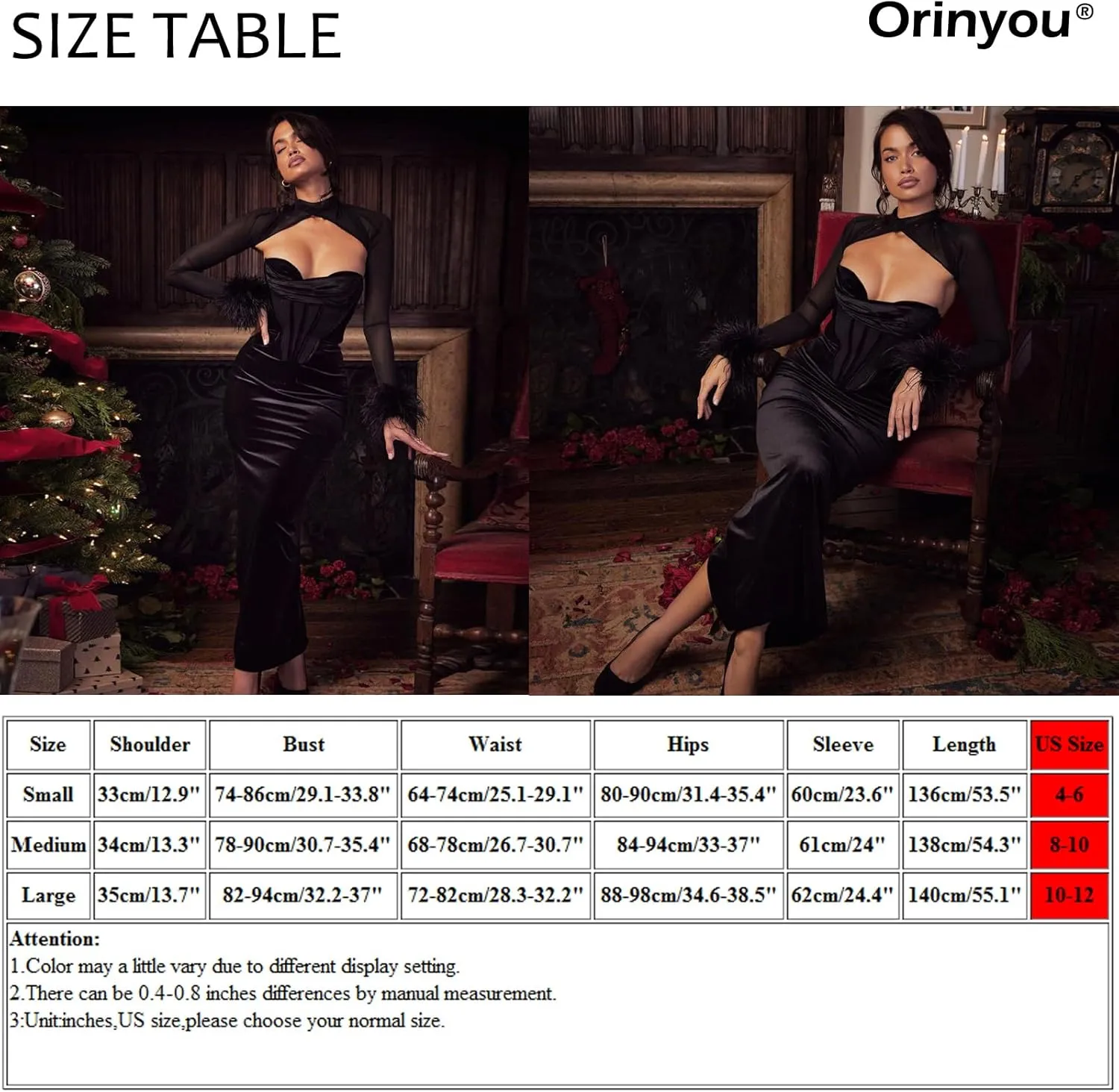 Women's Feather Long Sleeve Bodycon Maxi Dress Mesh Velvet Hollow Out Bandage Dress Cocktail Club Party Outfits