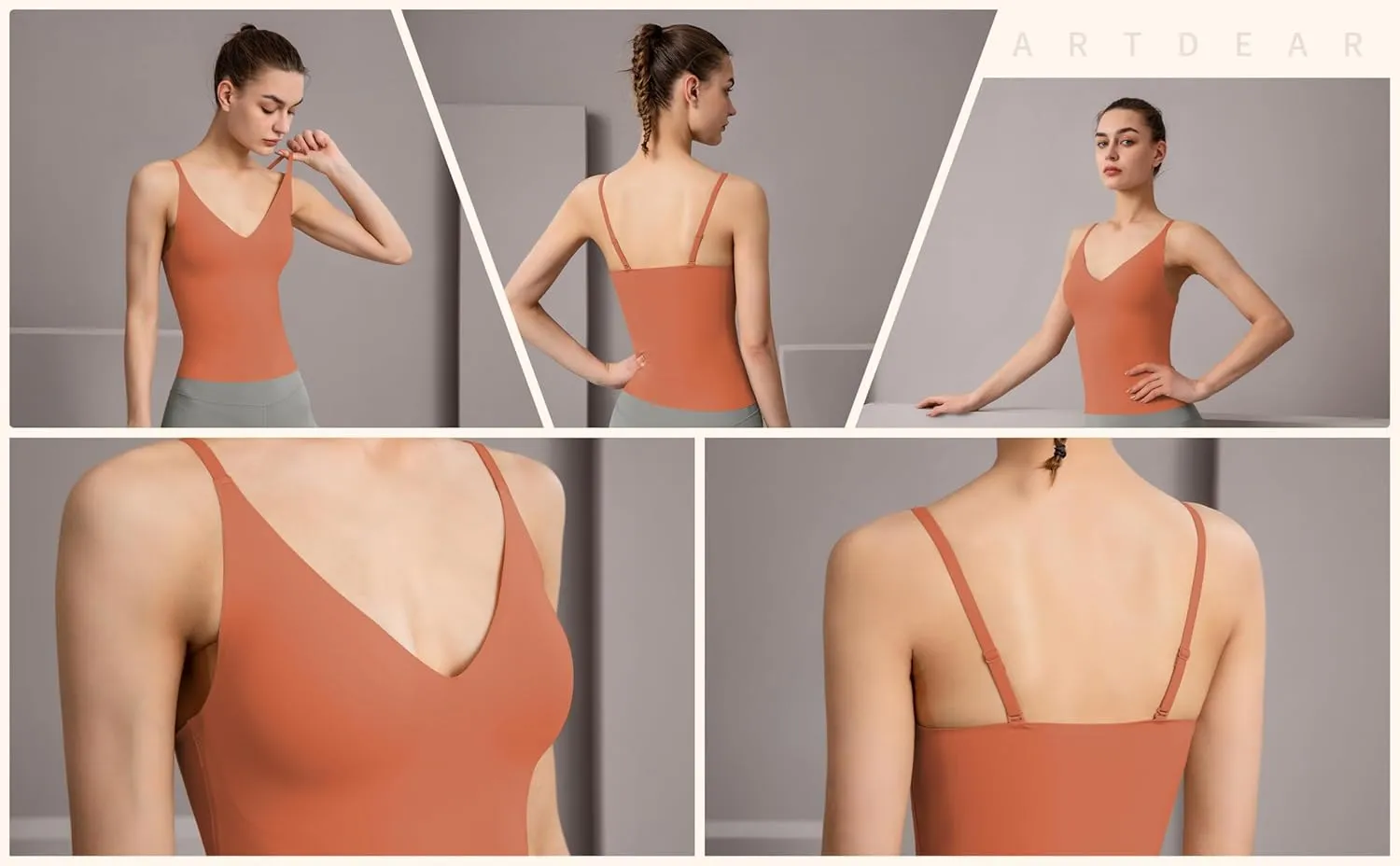 Women's Fit Camisole with Built in Bra - Spaghetti Straps Camis Tank