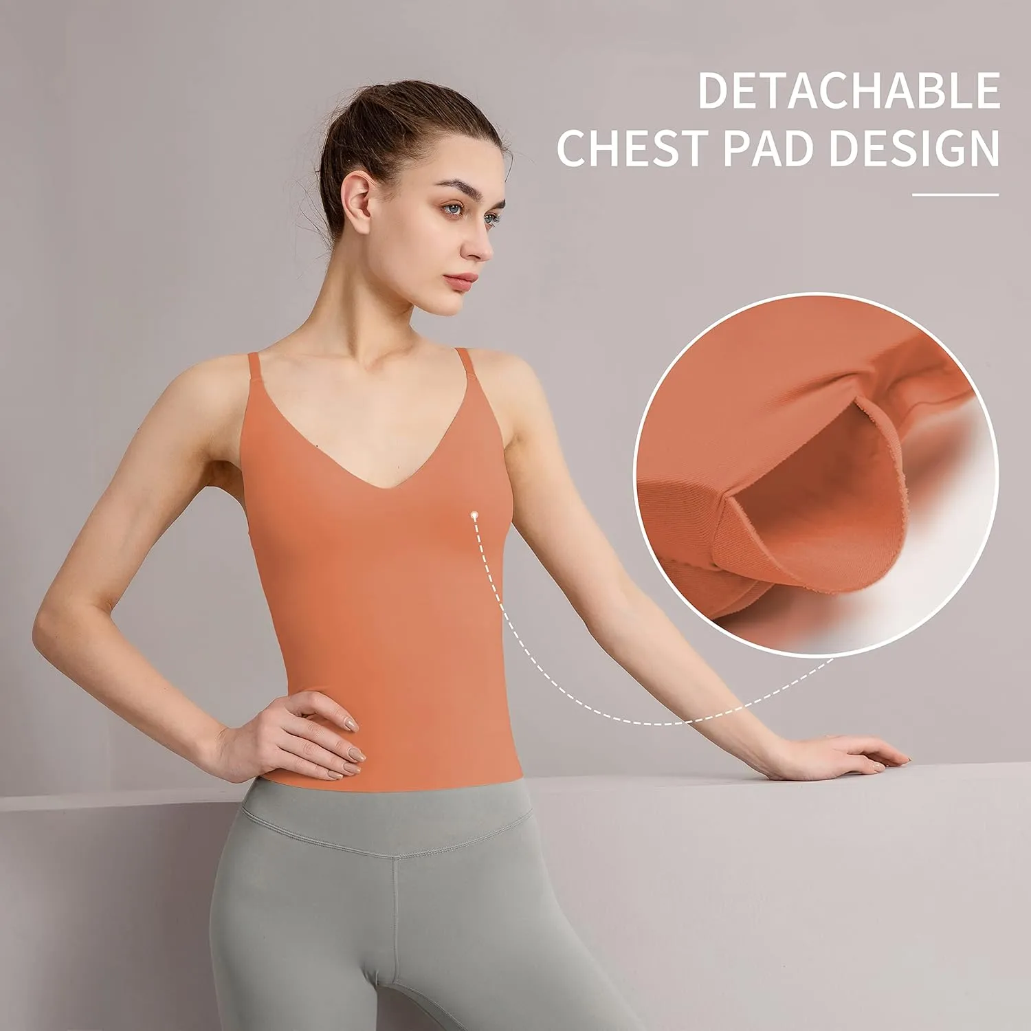 Women's Fit Camisole with Built in Bra - Spaghetti Straps Camis Tank