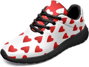 Womens Floral Walking Shoes Love Heart Print Mesh Breathable Comfort Walking Sneaker Sports Athletic Training Tennis Shoes
