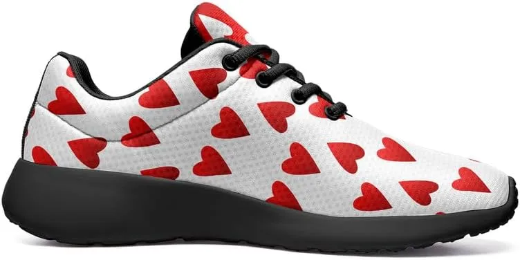 Womens Floral Walking Shoes Love Heart Print Mesh Breathable Comfort Walking Sneaker Sports Athletic Training Tennis Shoes
