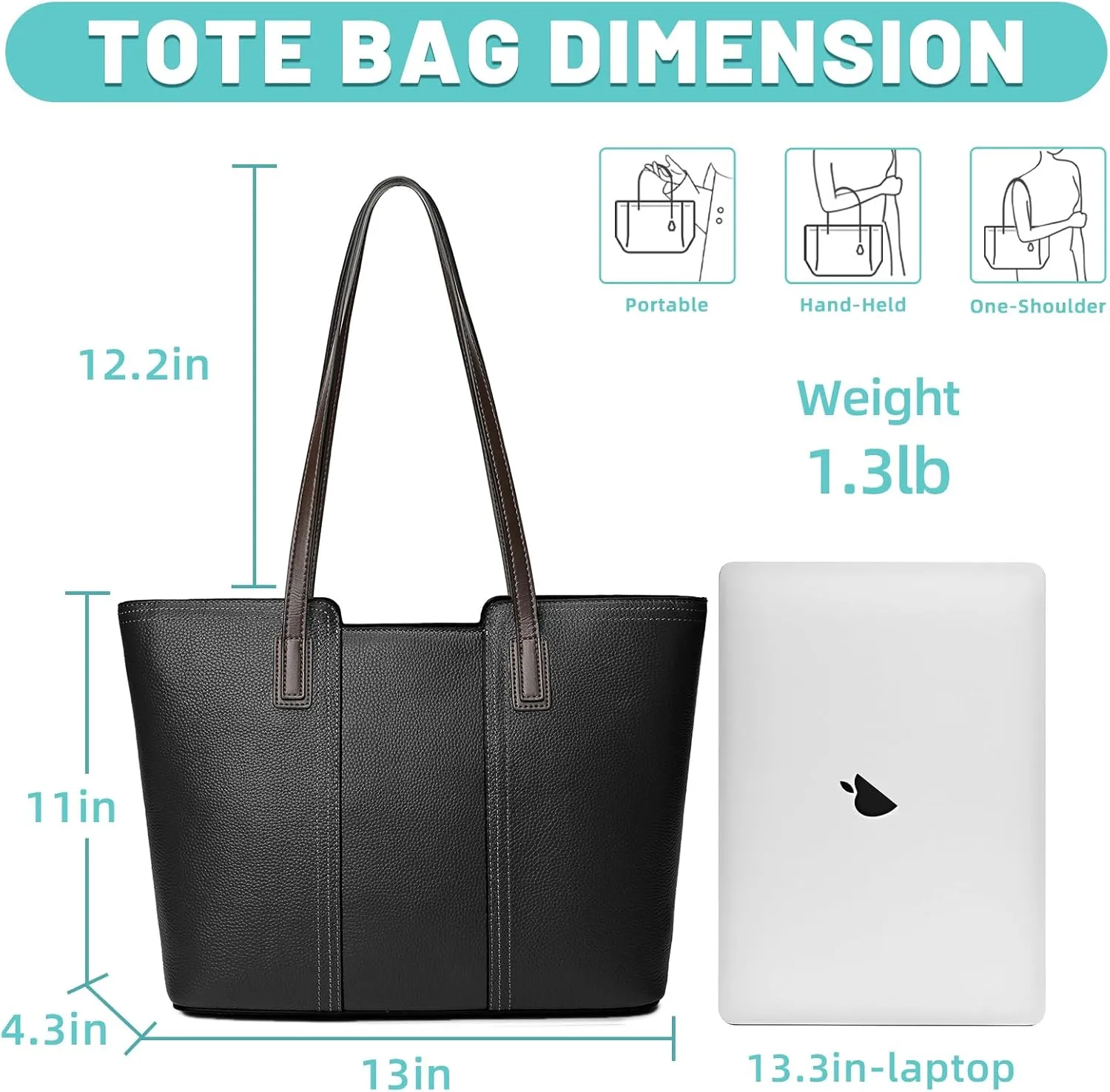 Women's Genuine Leather Tote Handbag Large Capacity Pocketbook Purse