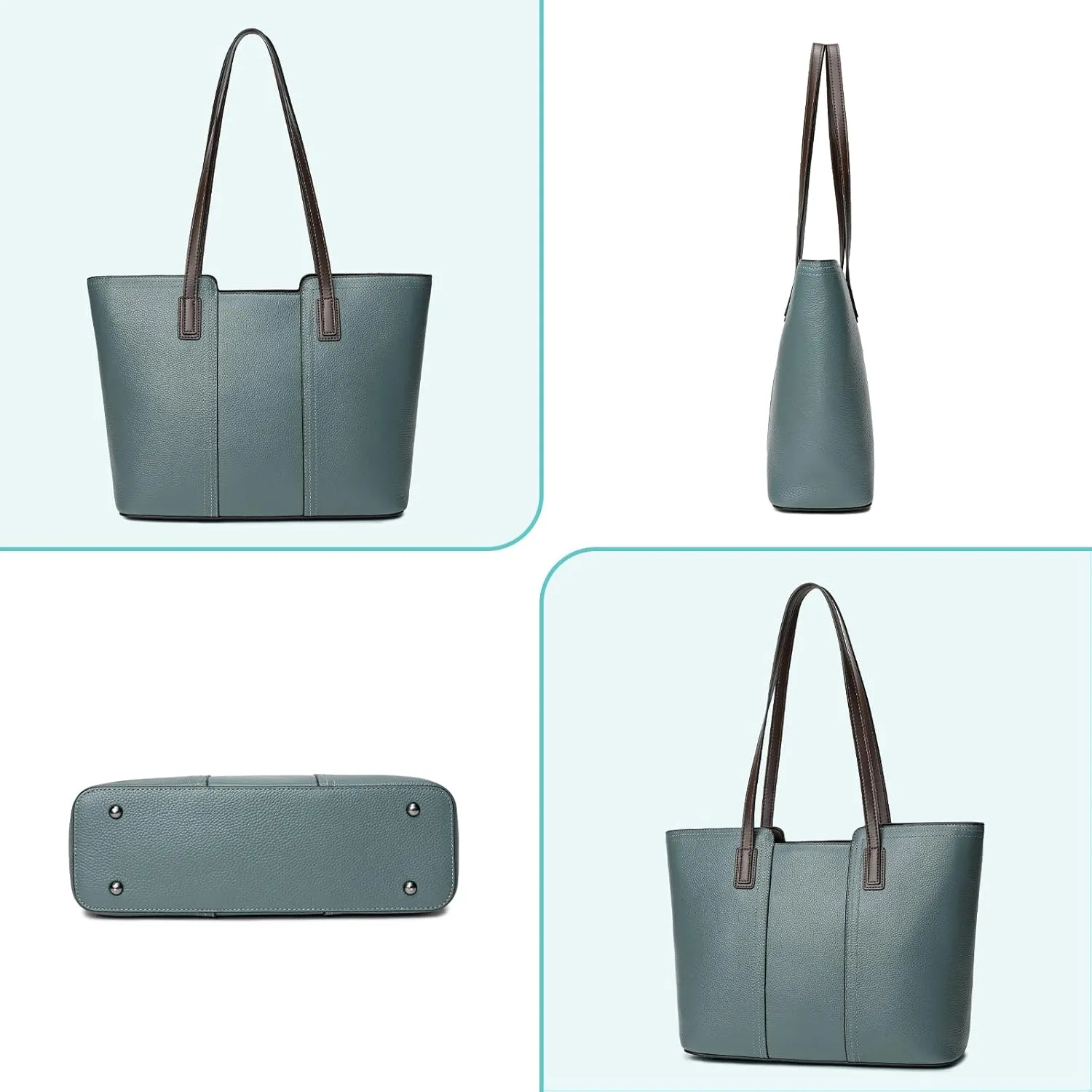 Women's Genuine Leather Tote Handbag Large Capacity Pocketbook Purse
