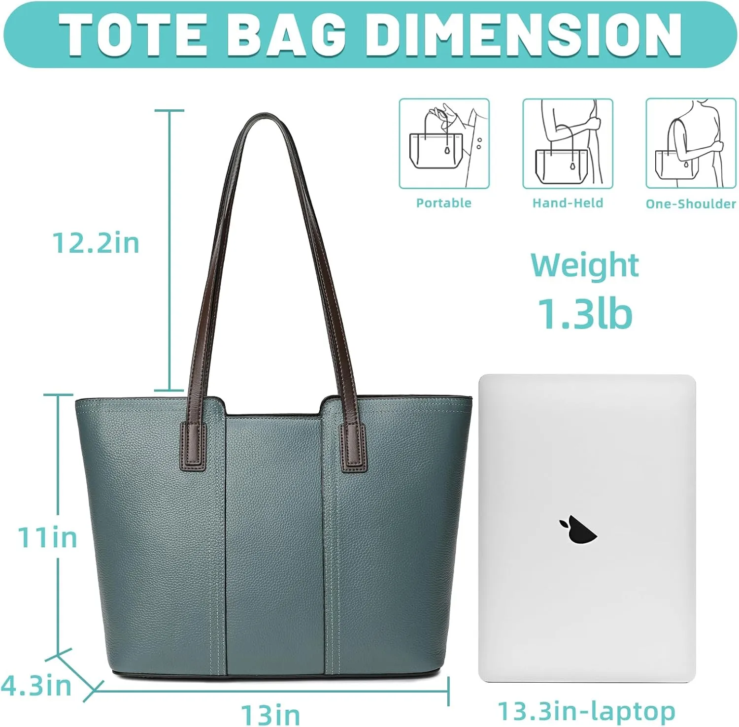 Women's Genuine Leather Tote Handbag Large Capacity Pocketbook Purse