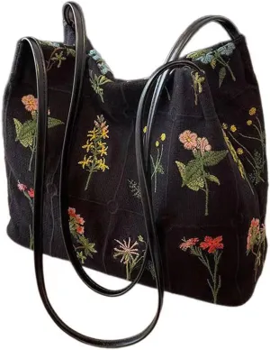 Womens Mini Tote Purse Bags Floral Embroidered Small Tote Bag Flower Graphic Cute Purse