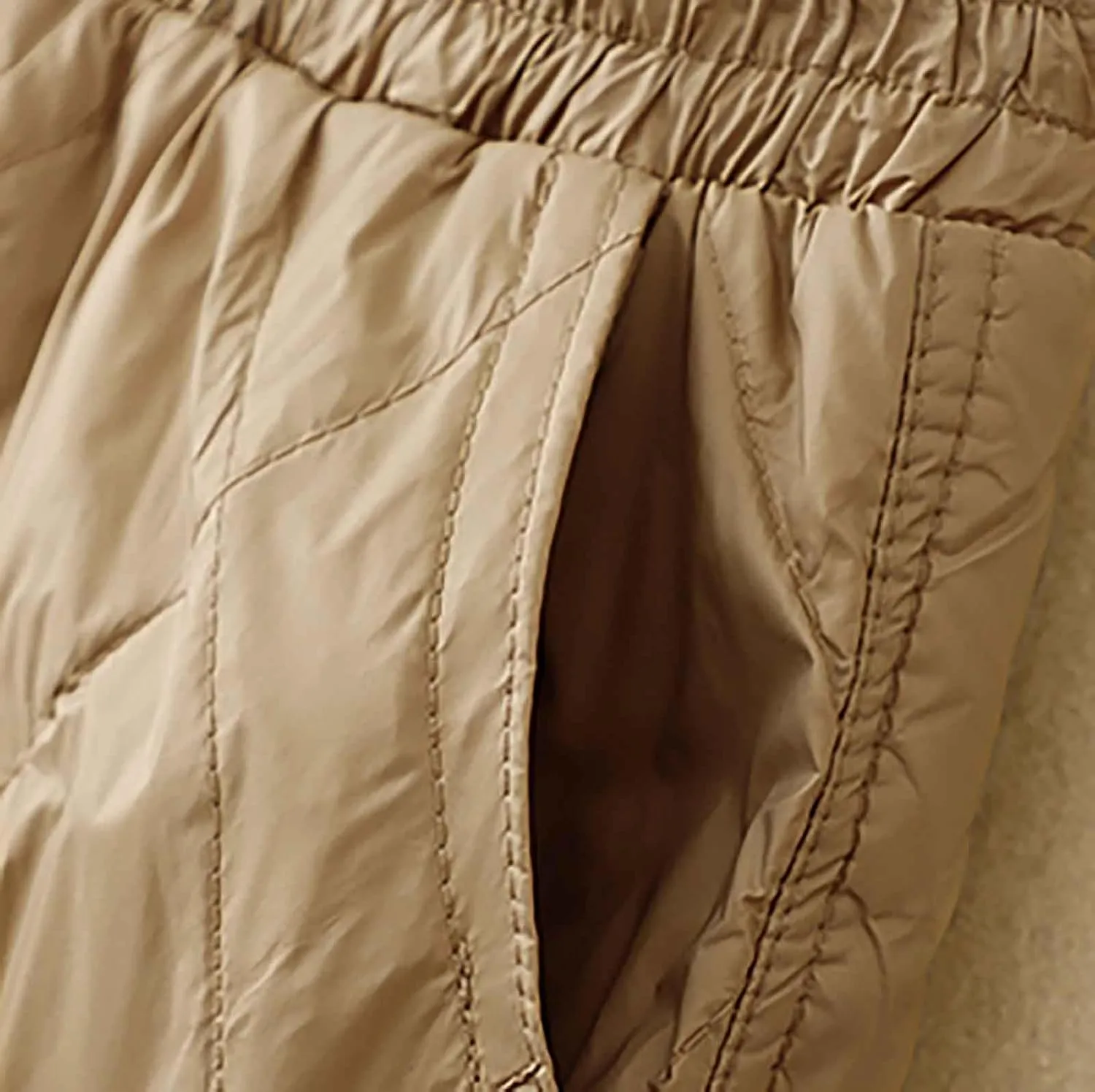 Women's Puffer Snow Pants Quilted Wide Leg Winter Diamond Sweatpants High Waisted Warm Ski Trousers with Pockets