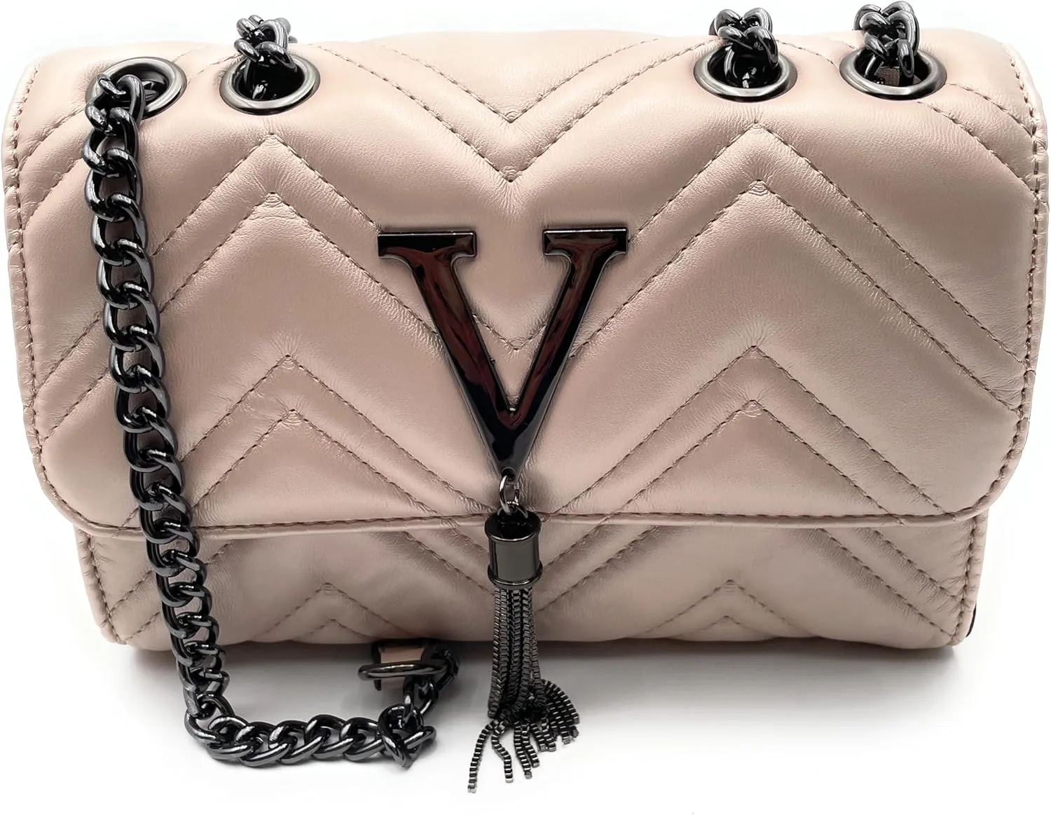 Womens Quilted Crossbody Bag, Small Shoulder Purse With Chain