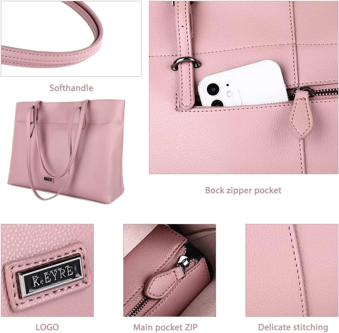 Women's Soft Faux Leather Tote Bag Purse Handbags Wallet Tote Shoulder Bag Purse Large Capacity