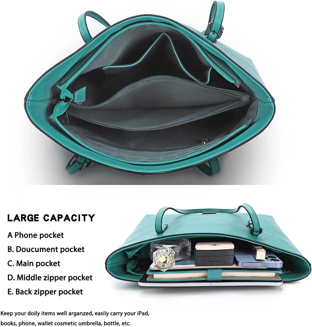 Women's Soft Faux Leather Tote Bag Purse Handbags Wallet Tote Shoulder Bag Purse Large Capacity