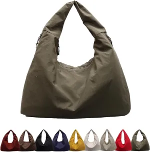 Women's Solid Color Textured Draped Tote Bag, Large Capacity Minimalist Versatile Shoulder Hobo Bag Travel Sport
