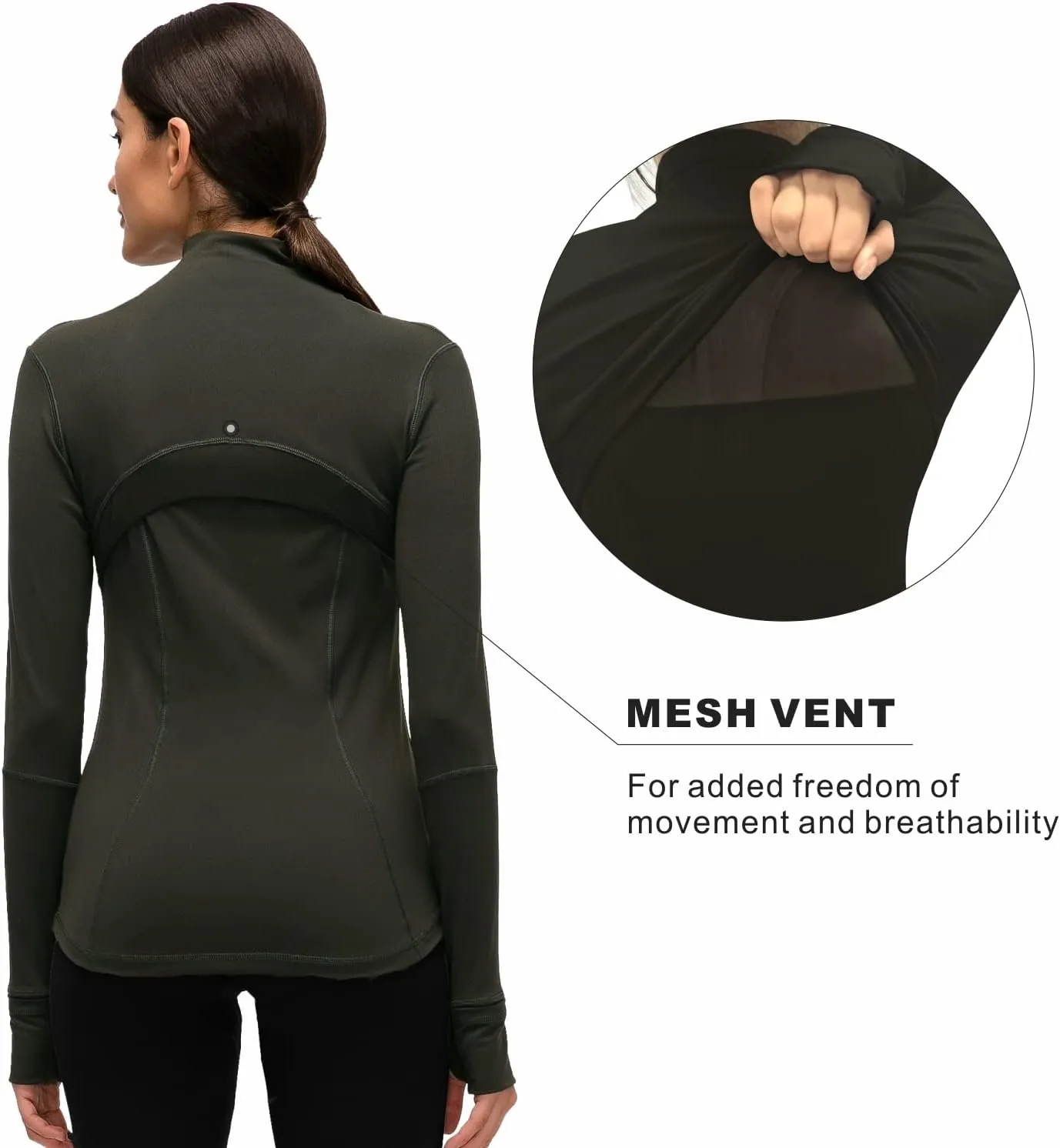 Womens Sports Running Yoga Jacket Slim Fit Full Zip Track Jacket Turtleneck Workout Jacket