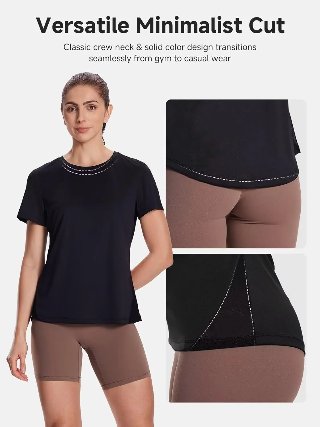 Women's UPF50  Mesh Workout Top - Soft Breathable Crew Neck Short Sleeve for Yoga Gym & Casual Summer Athletic