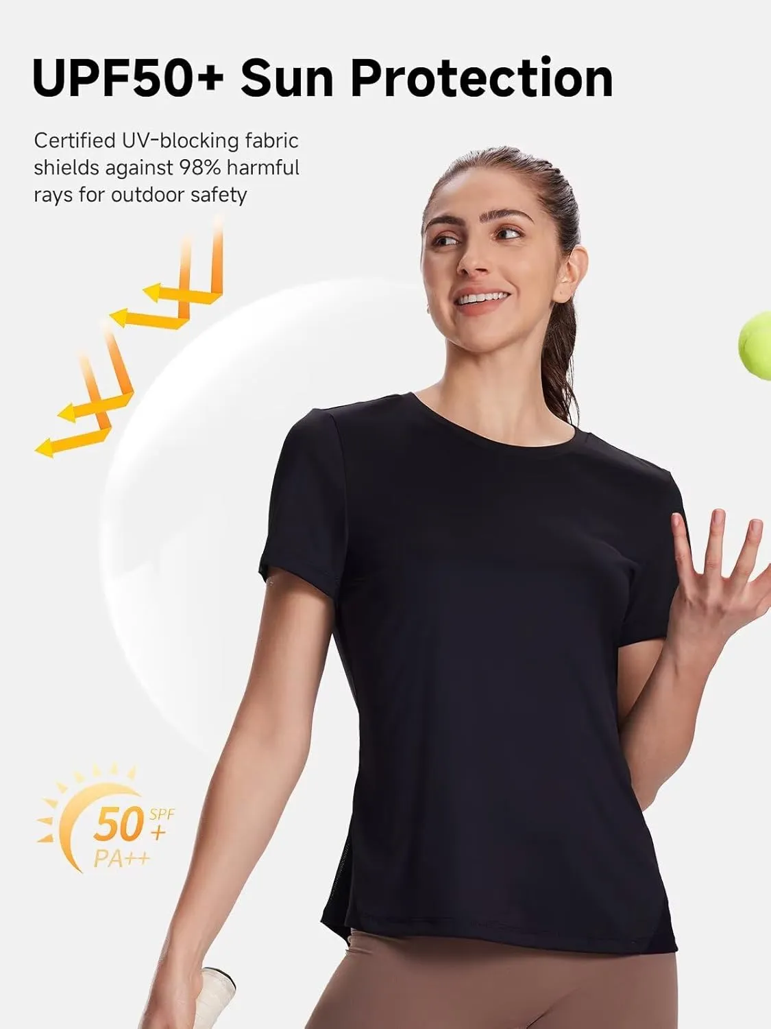 Women's UPF50  Mesh Workout Top - Soft Breathable Crew Neck Short Sleeve for Yoga Gym & Casual Summer Athletic